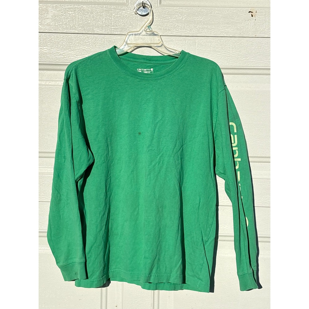 Carhartt Mens Loose Fit Long Sleeve Graphic Logo T-Shirt Green Large K287